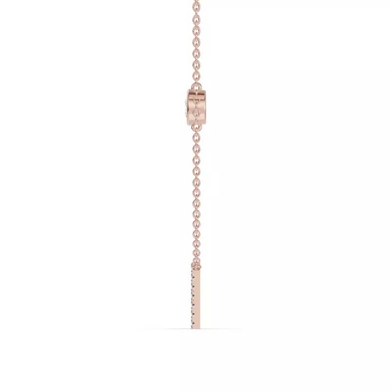 14K Rose Gold Bezel Diamond Pavé Initial Necklace - H