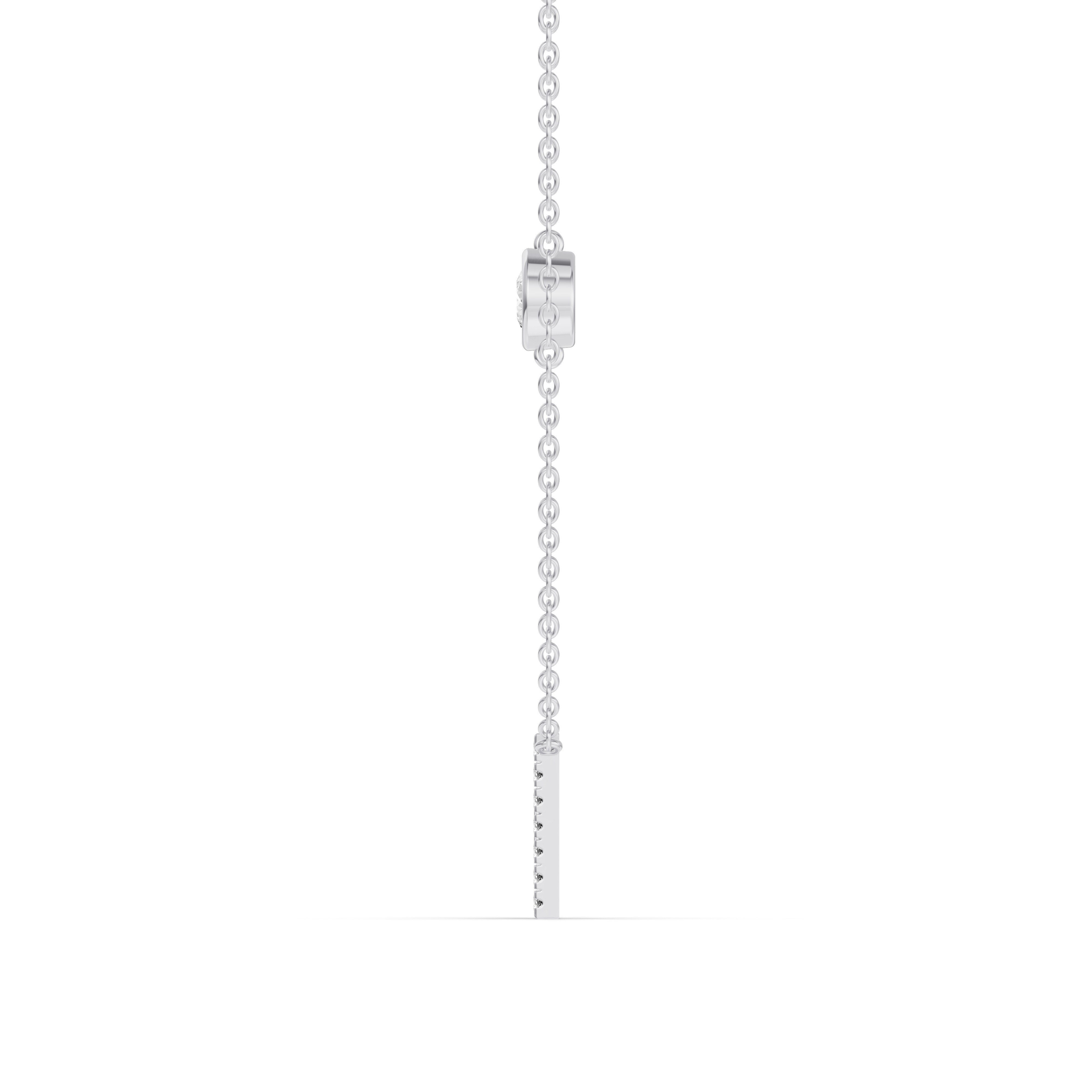 14K White Gold Bezel Lab Diamond Pavé Initial Necklace - H