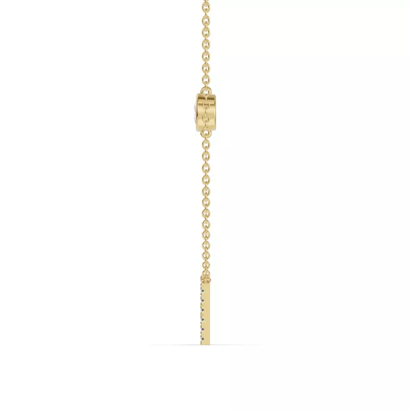 14K Yellow Gold Bezel Lab Diamond Pavé Initial Necklace - H