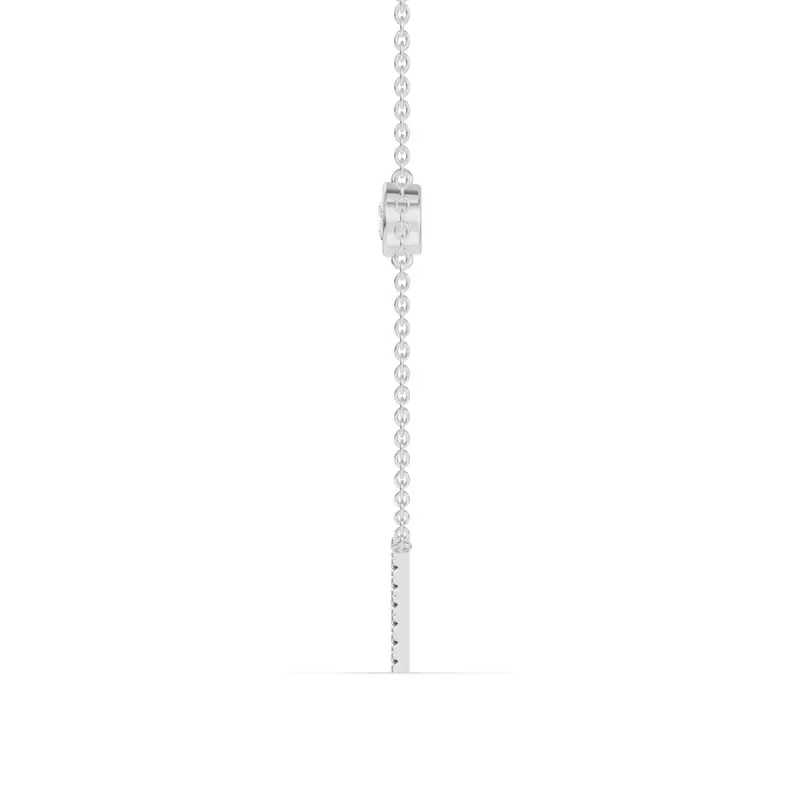 18K White Gold Bezel Lab Diamond Pavé Initial Necklace - H