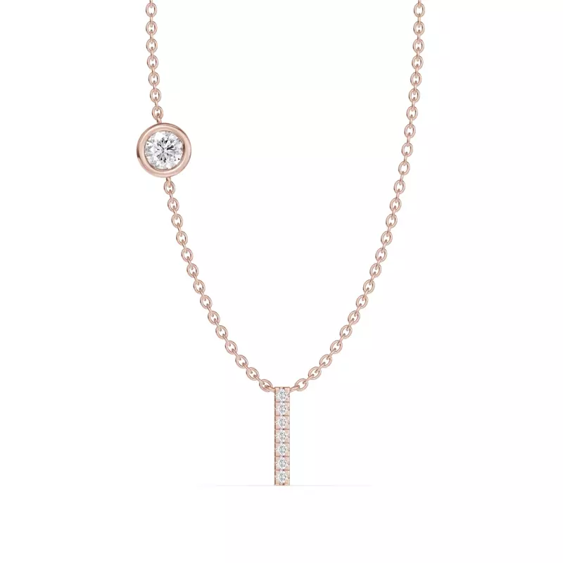 Bezel Diamond Pavé Initial Necklace - I