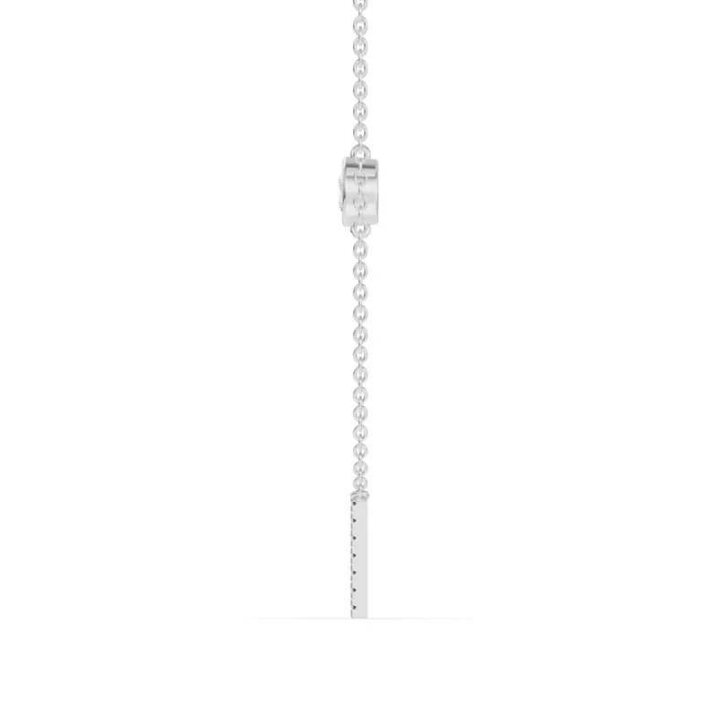 14K White Gold Bezel Diamond Pavé Initial Necklace - I