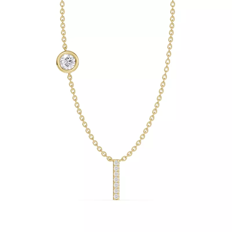 Bezel Diamond Pavé Initial Necklace - I