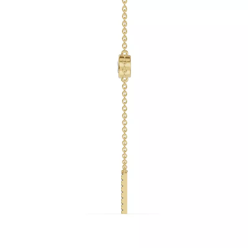 14K Yellow Gold Bezel Diamond Pavé Initial Necklace - I
