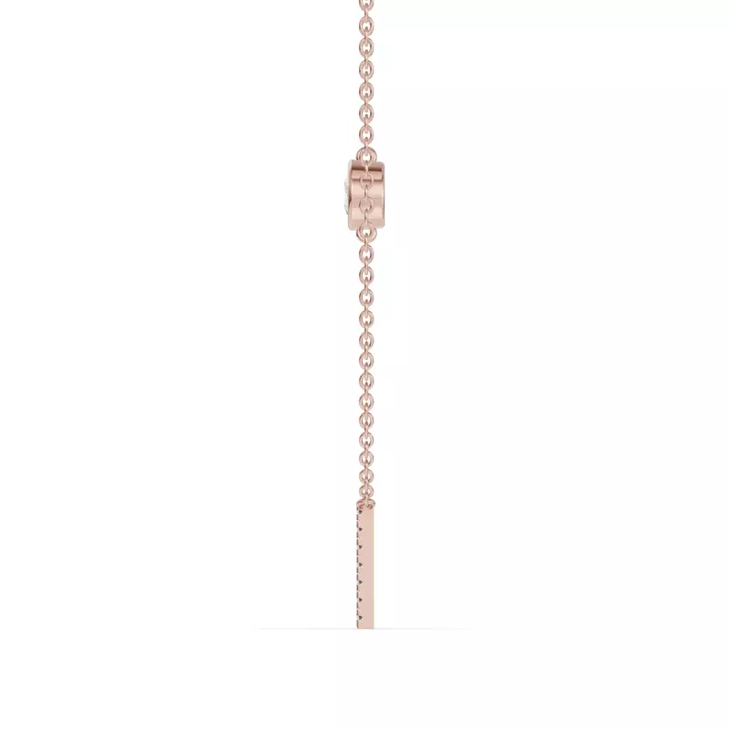 18K Rose Gold Bezel Diamond Pavé Initial Necklace - I