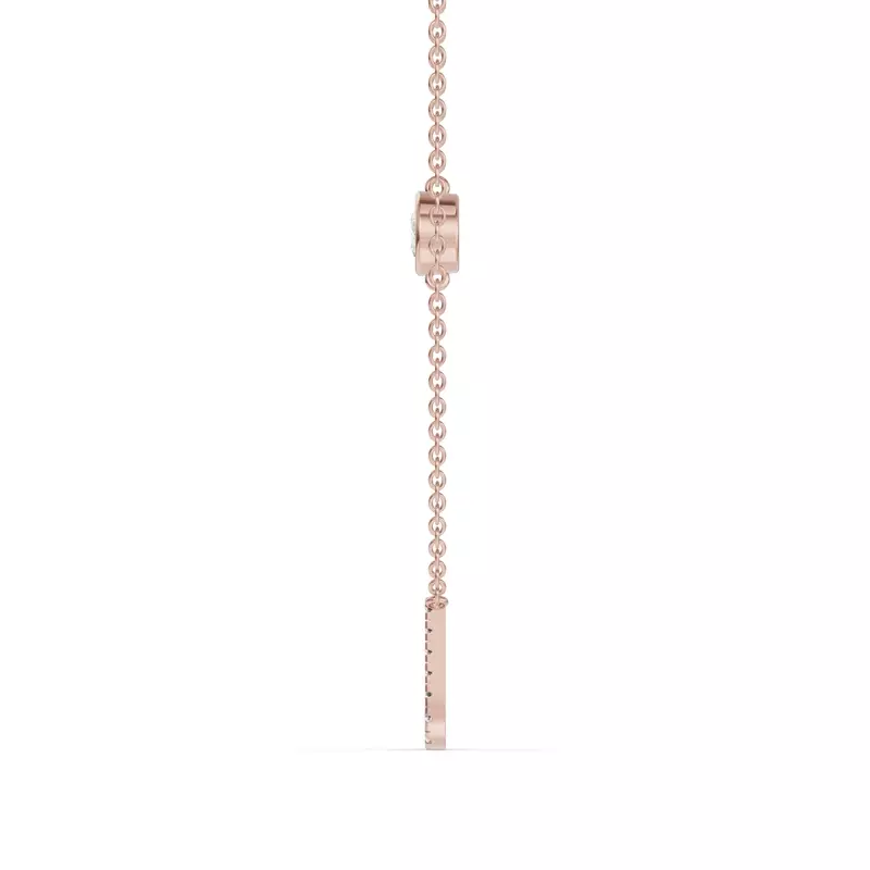 14K Rose Gold Bezel Lab Diamond Pavé Initial Necklace - J