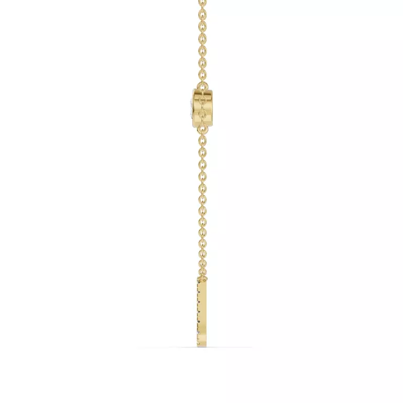 14K Yellow Gold Bezel Lab Diamond Pavé Initial Necklace - J