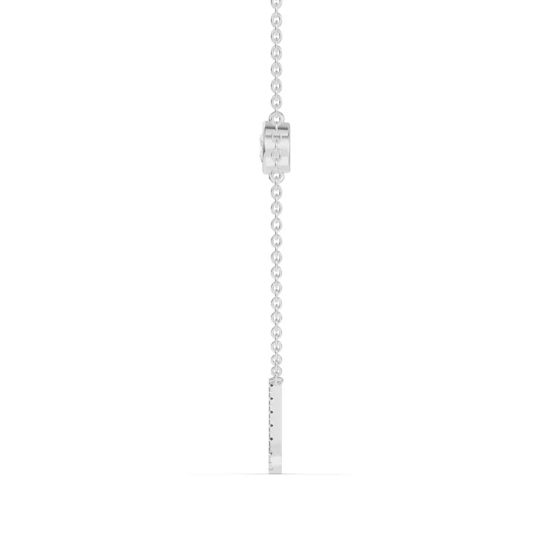 18K White Gold Bezel Lab Diamond Pavé Initial Necklace - J