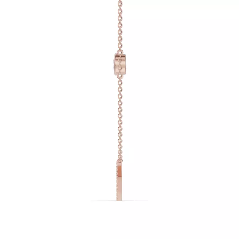 14K Rose Gold Bezel Lab Diamond Pavé Initial Necklace - K