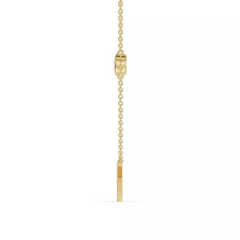 14K Yellow Gold Bezel Lab Diamond Pavé Initial Necklace - K
