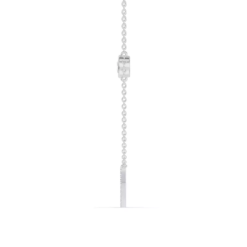 18K White Gold Bezel Diamond Pavé Initial Necklace - K