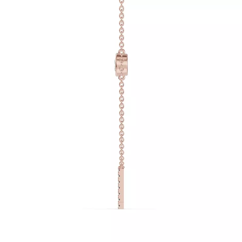 14K Rose Gold Bezel Lab Diamond Pavé Initial Necklace - L
