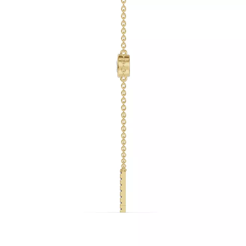 14K Yellow Gold Bezel Diamond Pavé Initial Necklace - L