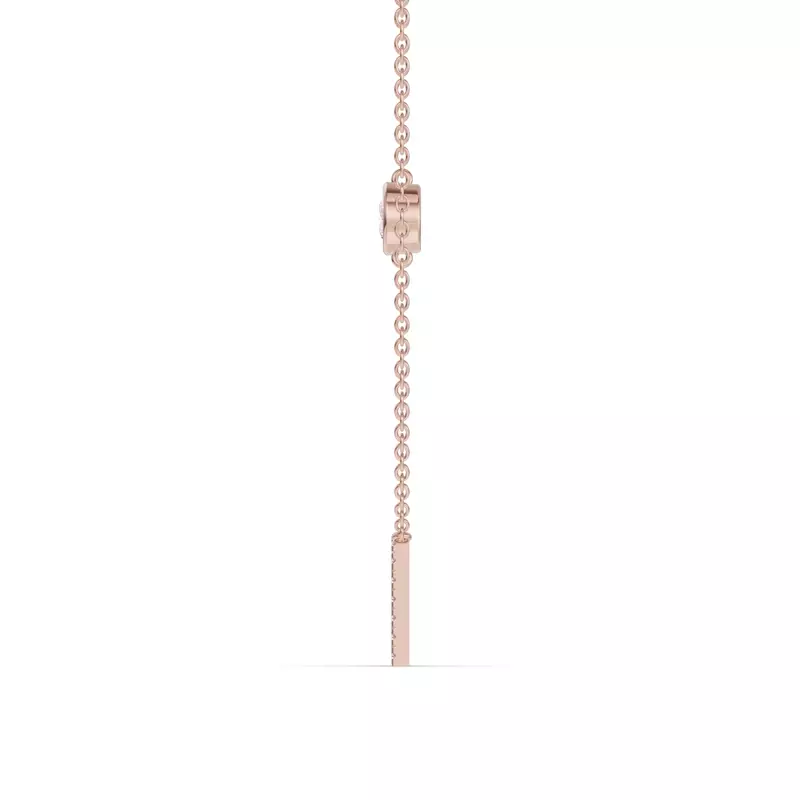 14K Rose Gold Bezel Diamond Pavé Initial Necklace - M