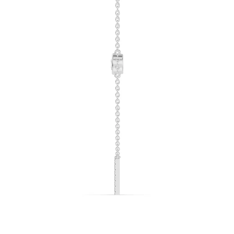 14K White Gold Bezel Diamond Pavé Initial Necklace - M