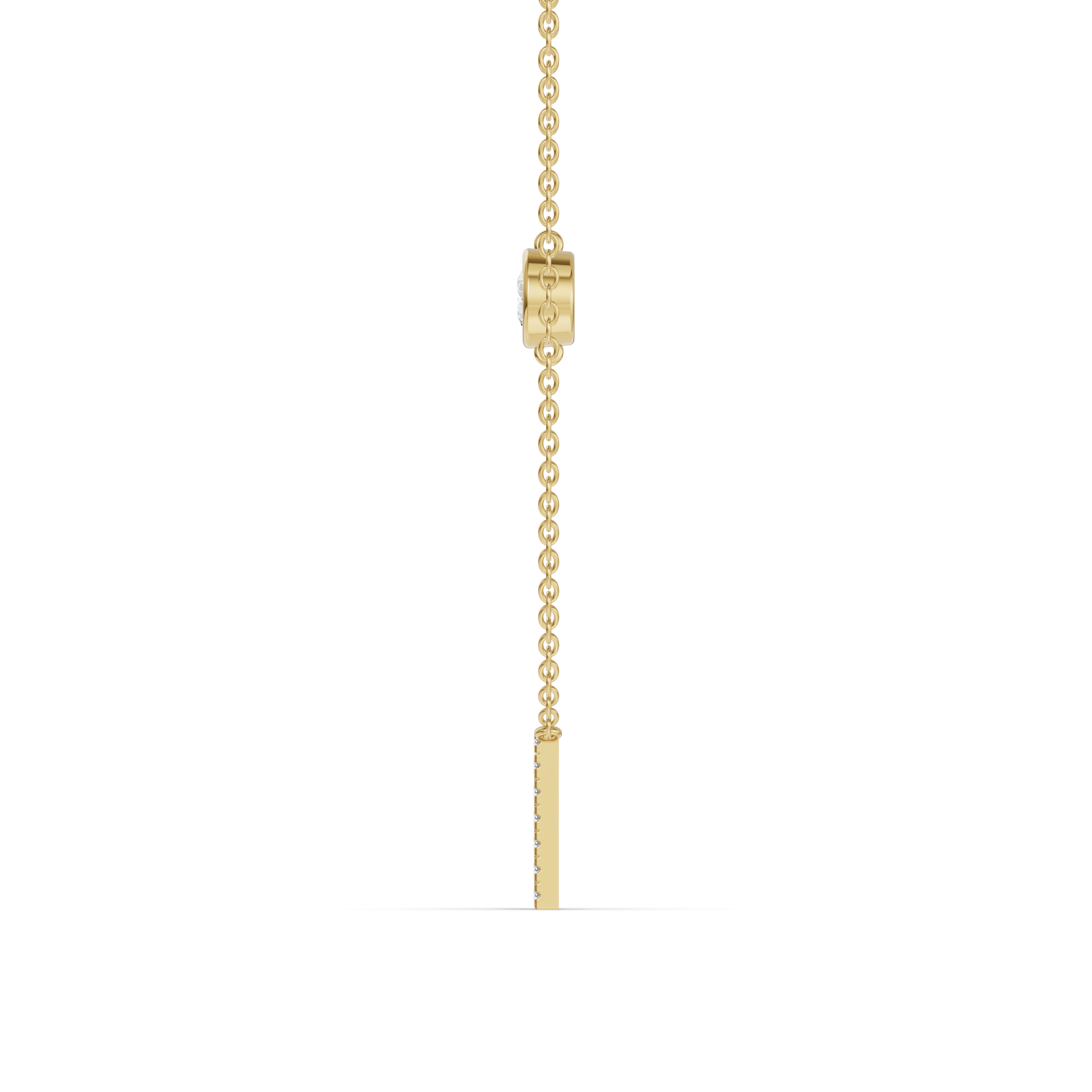 14K Yellow Gold Bezel Diamond Pavé Initial Necklace - M