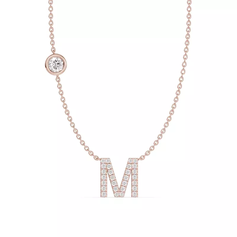 Bezel Diamond Pavé Initial Necklace - M