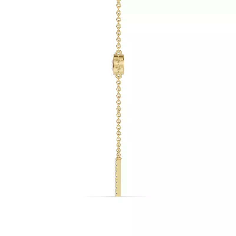 18K Yellow Gold Bezel Diamond Pavé Initial Necklace - M