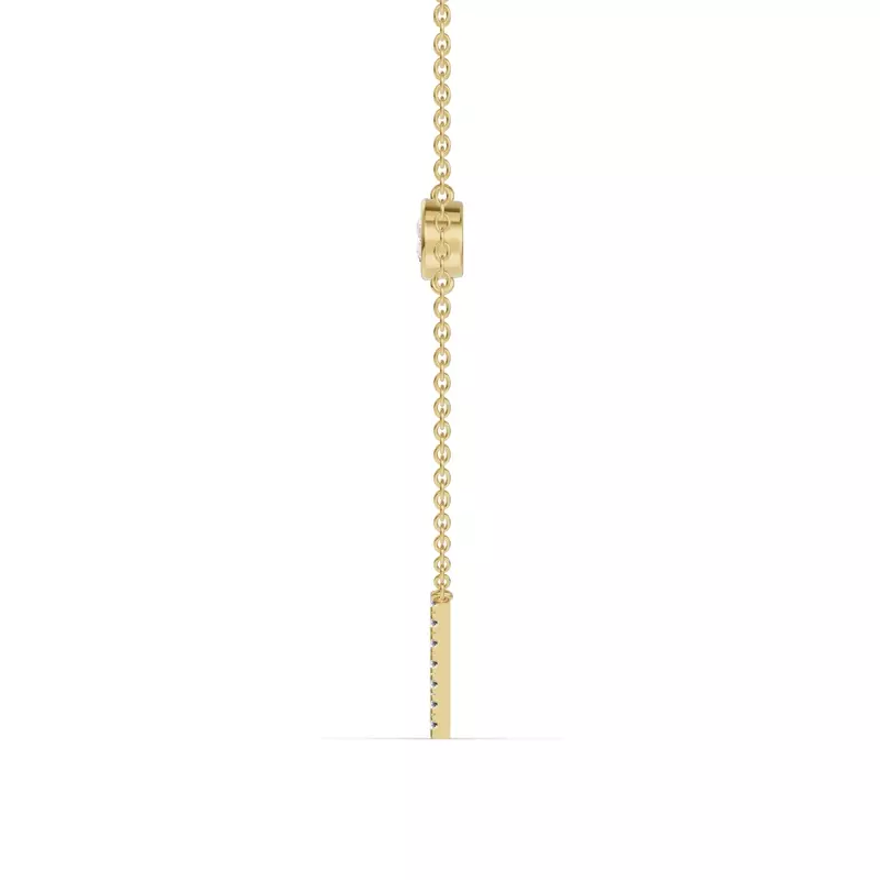 14K Yellow Gold Bezel Diamond Pavé Initial Necklace - N
