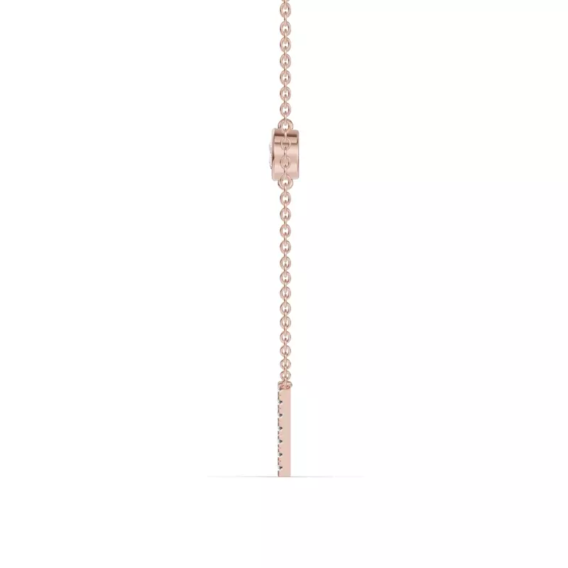 18K Rose Gold Bezel Diamond Pavé Initial Necklace - N