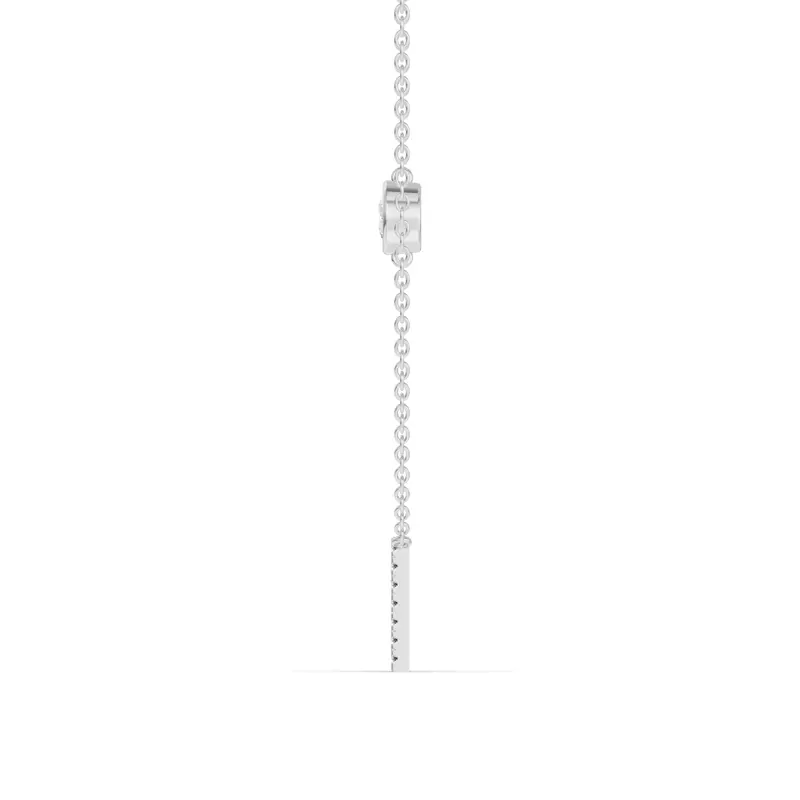 18K White Gold Bezel Lab Diamond Pavé Initial Necklace - N