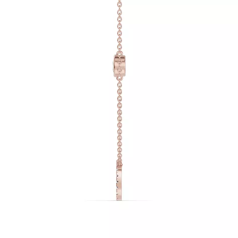 14K Rose Gold Bezel Diamond Pavé Initial Necklace - O