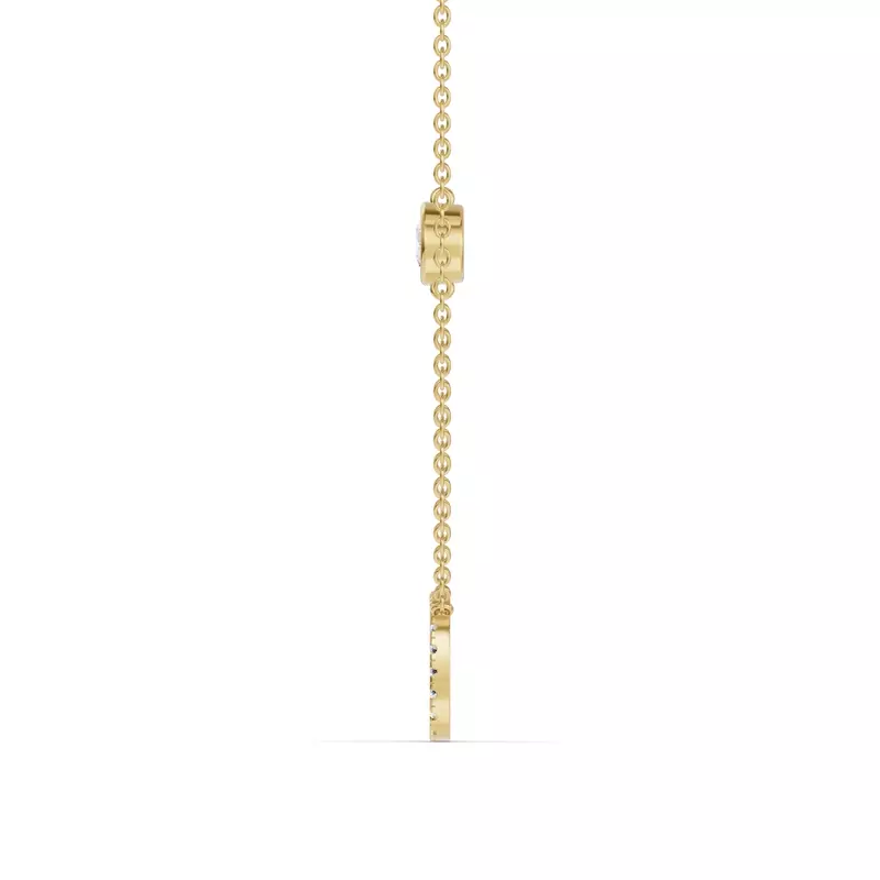 14K Yellow Gold Bezel Lab Diamond Pavé Initial Necklace - O