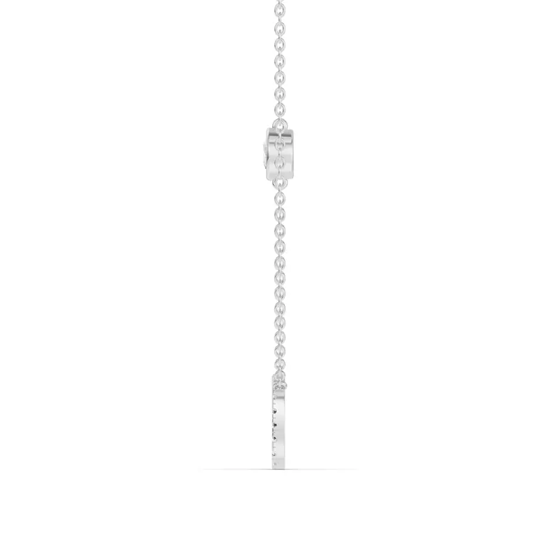18K White Gold Bezel Lab Diamond Pavé Initial Necklace - O