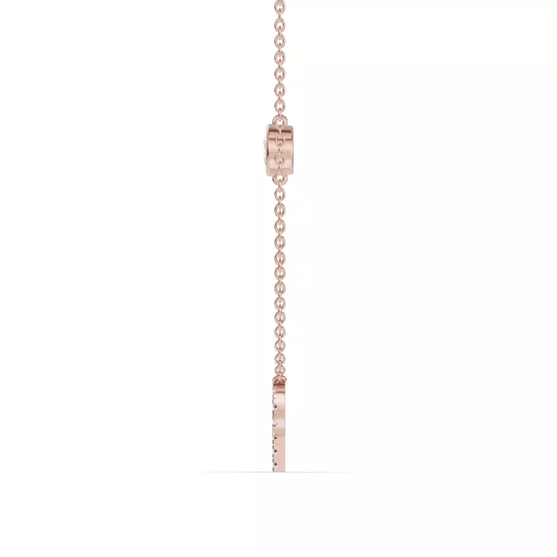 14K Rose Gold Bezel Diamond Pavé Initial Necklace - P