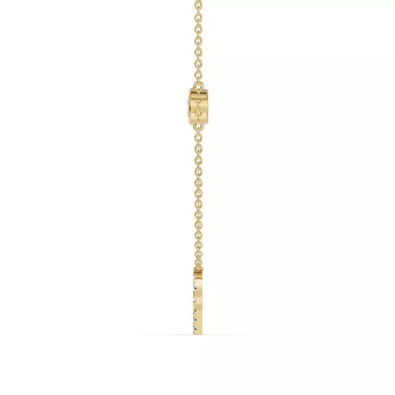 14K Yellow Gold Bezel Lab Diamond Pavé Initial Necklace - P