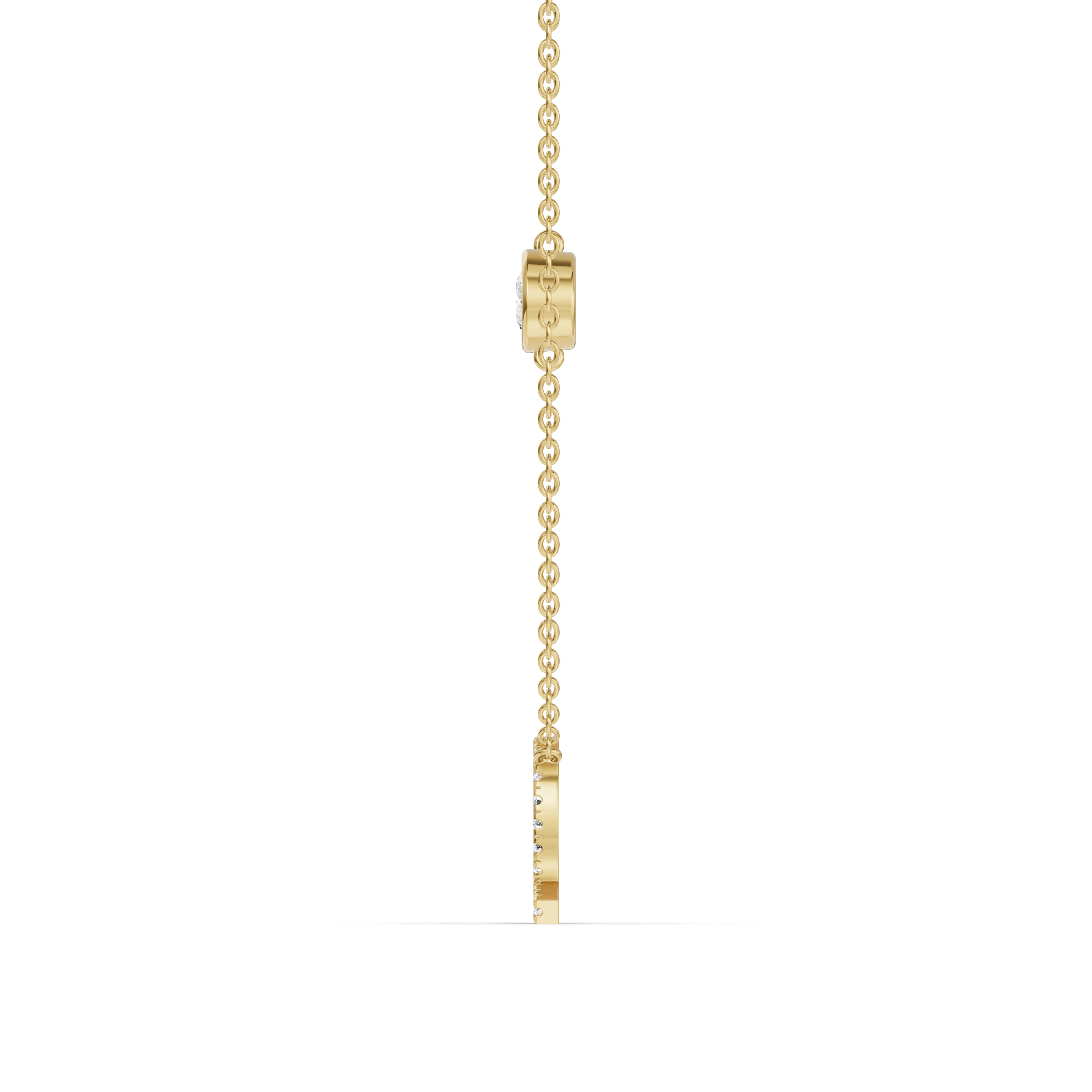 18K Yellow Gold Bezel Lab Diamond Pavé Initial Necklace - Q