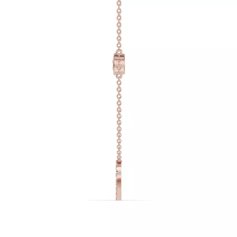 14K Rose Gold Bezel Lab Diamond Pavé Initial Necklace - R