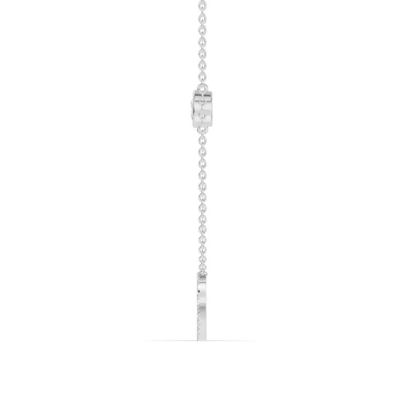 14K White Gold Bezel Lab Diamond Pavé Initial Necklace - R