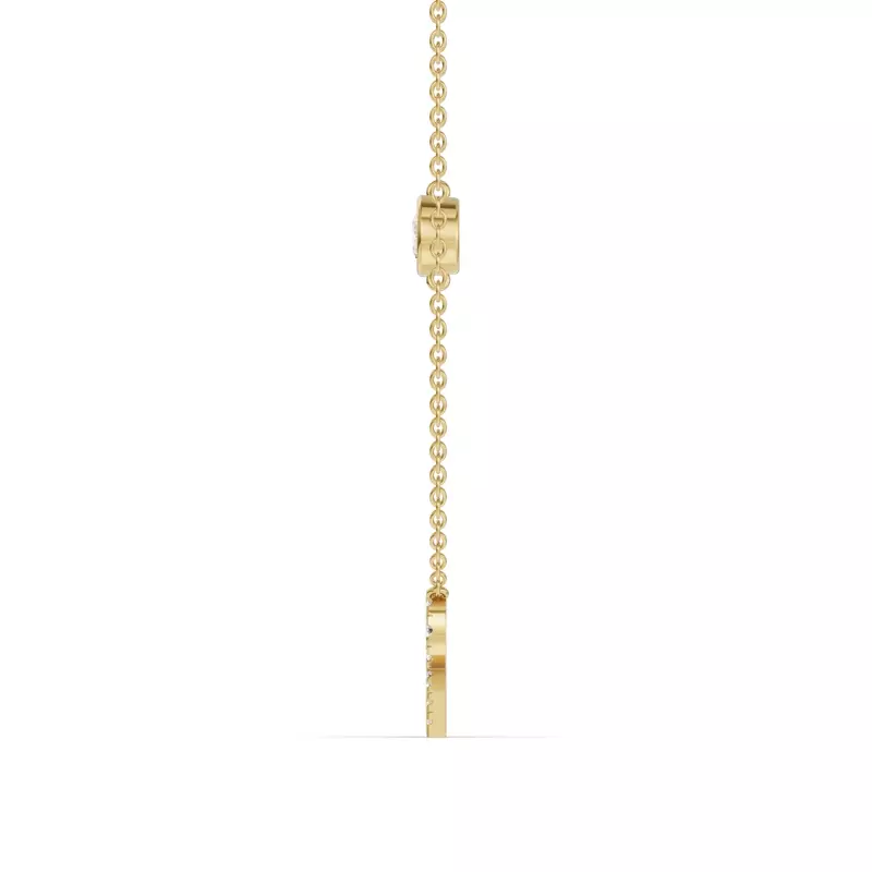 14K Yellow Gold Bezel Diamond Pavé Initial Necklace - R