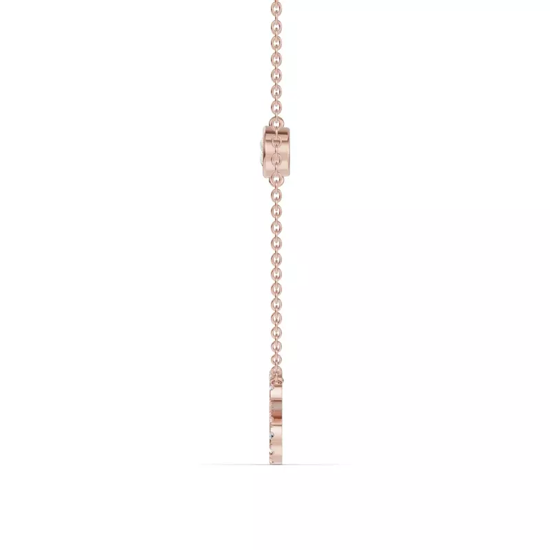 14K Rose Gold Bezel Diamond Pavé Initial Necklace - S