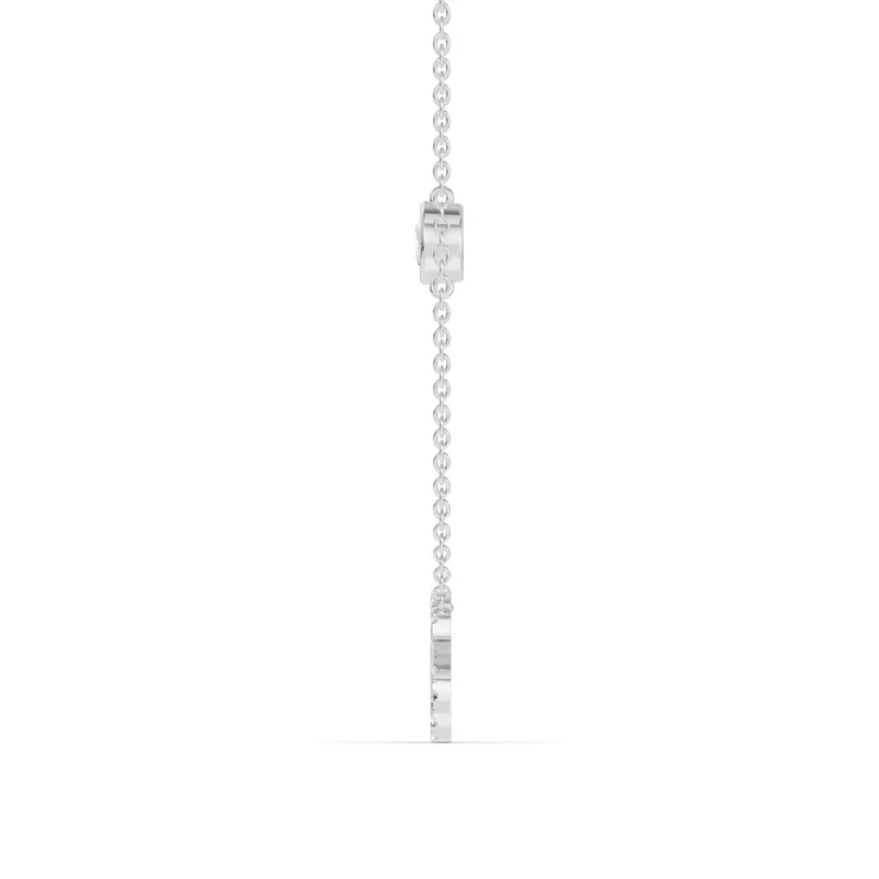 14K White Gold Bezel Lab Diamond Pavé Initial Necklace - S