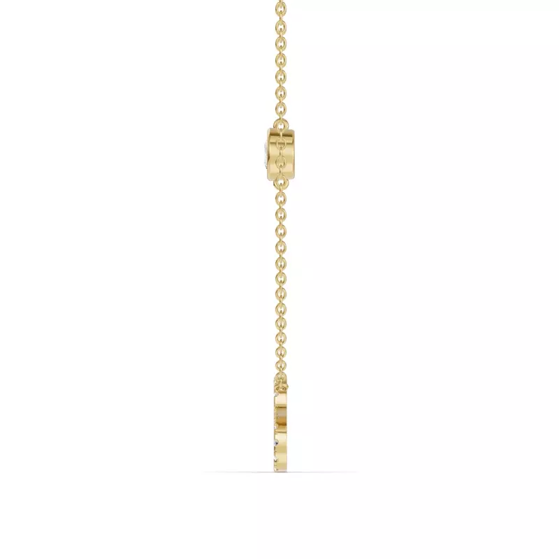 14K Yellow Gold Bezel Lab Diamond Pavé Initial Necklace - S