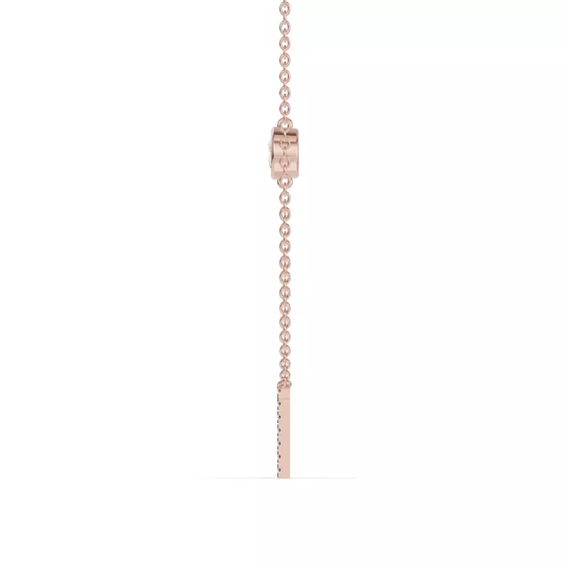 14K Rose Gold Bezel Diamond Pavé Initial Necklace - T