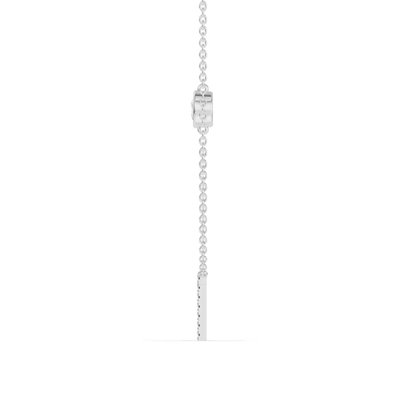 14K White Gold Bezel Diamond Pavé Initial Necklace - T