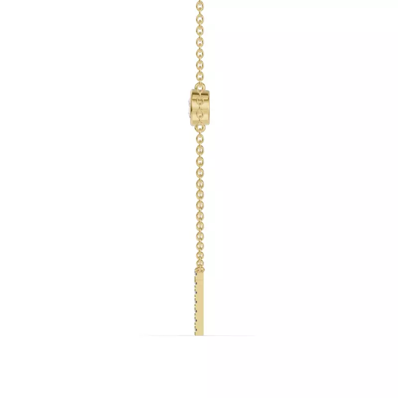 14K Yellow Gold Bezel Lab Diamond Pavé Initial Necklace - T