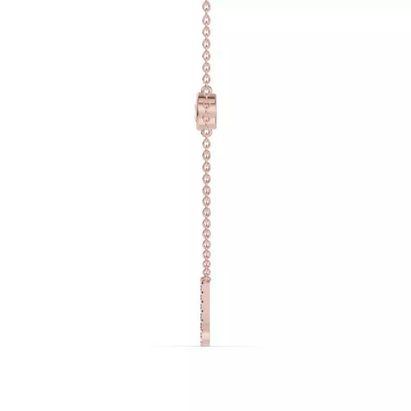 14K Rose Gold Bezel Lab Diamond Pavé Initial Necklace - U