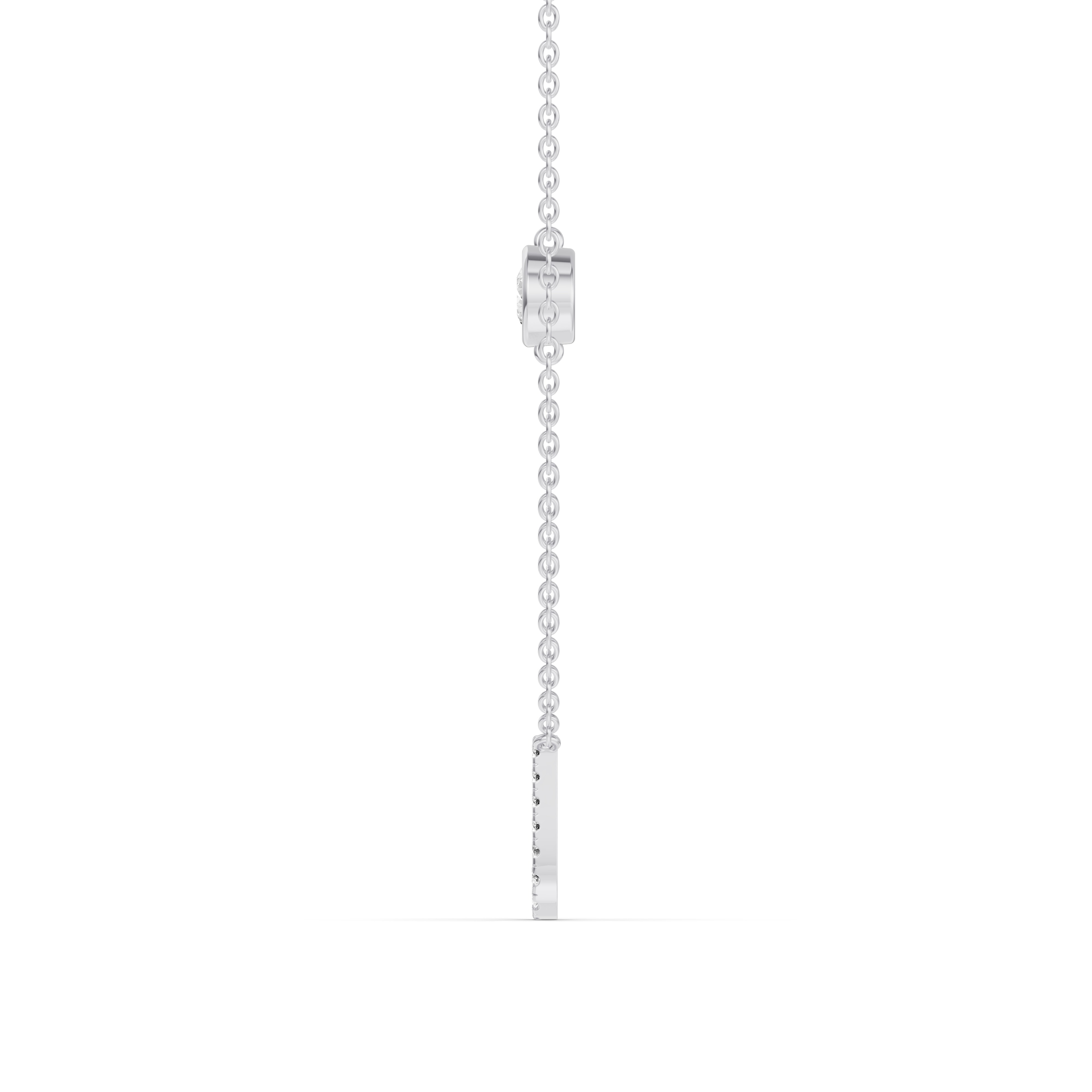 14K White Gold Bezel Lab Diamond Pavé Initial Necklace - U