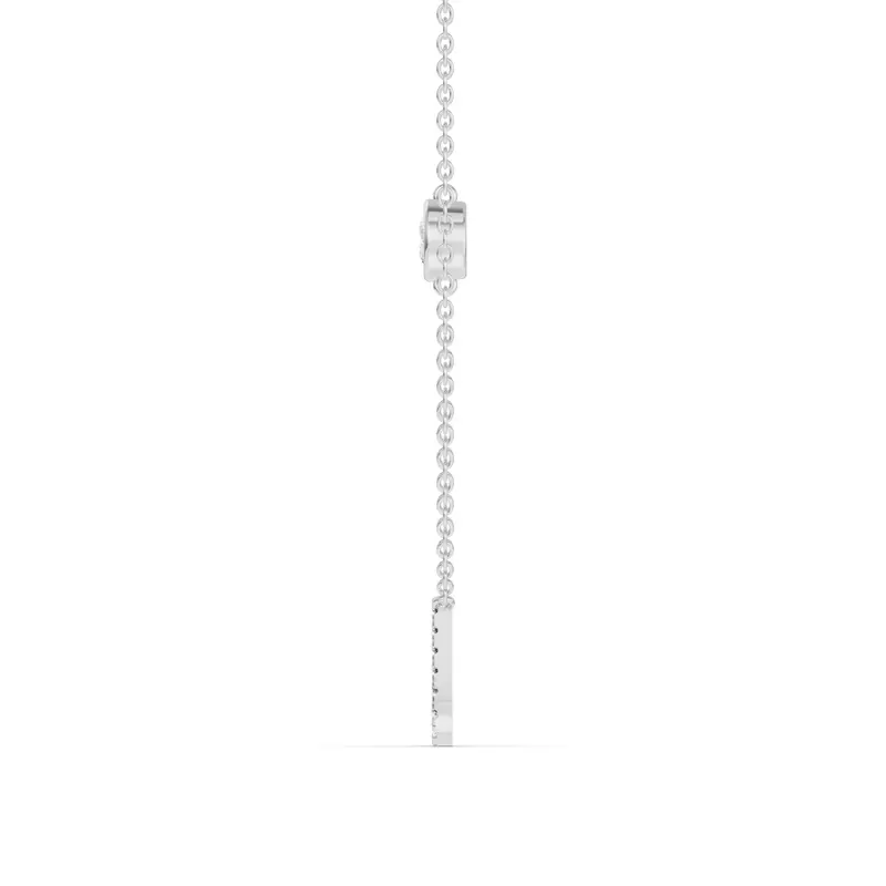 14K White Gold Bezel Diamond Pavé Initial Necklace - U