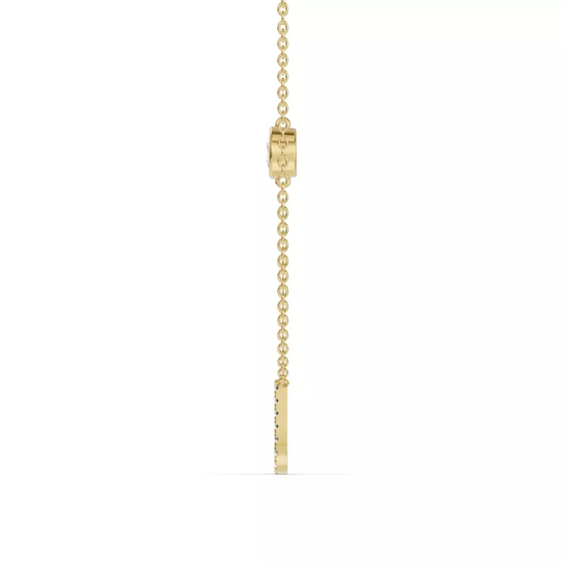 14K Yellow Gold Bezel Lab Diamond Pavé Initial Necklace - U