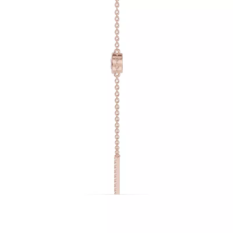 14K Rose Gold Bezel Lab Diamond Pavé Initial Necklace - V