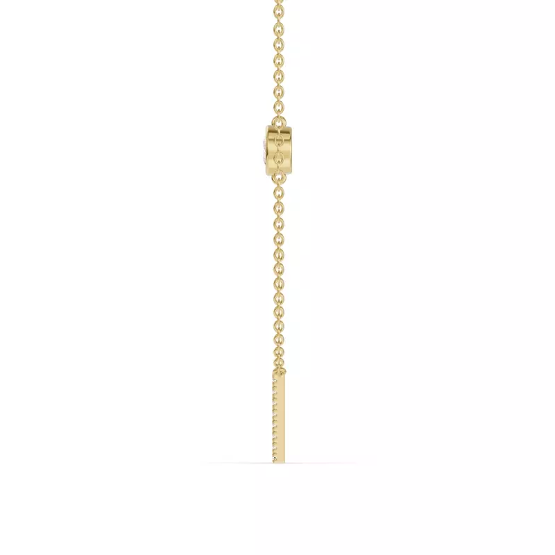 14K Yellow Gold Bezel Lab Diamond Pavé Initial Necklace - V