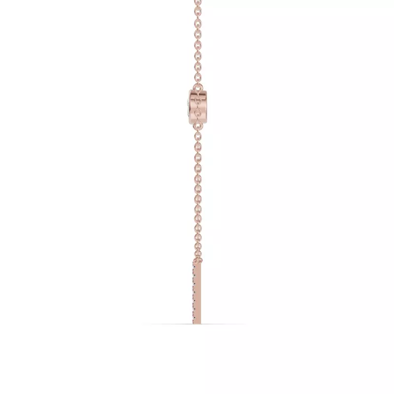 14K Rose Gold Bezel Lab Diamond Pavé Initial Necklace - W