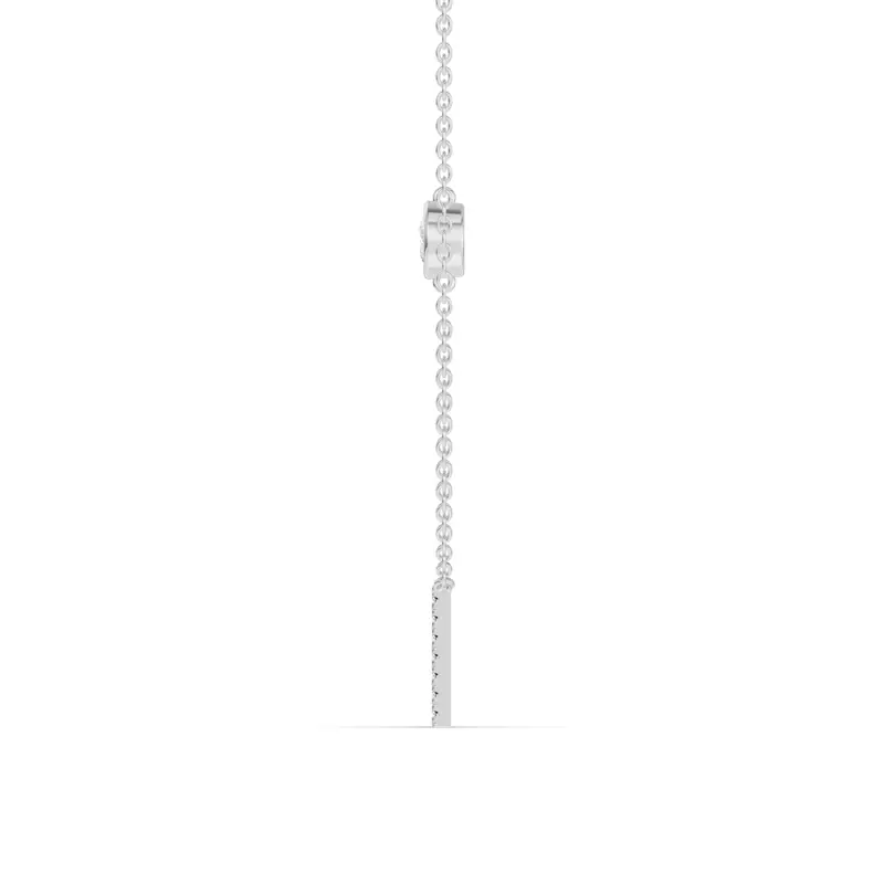 14K White Gold Bezel Diamond Pavé Initial Necklace - W