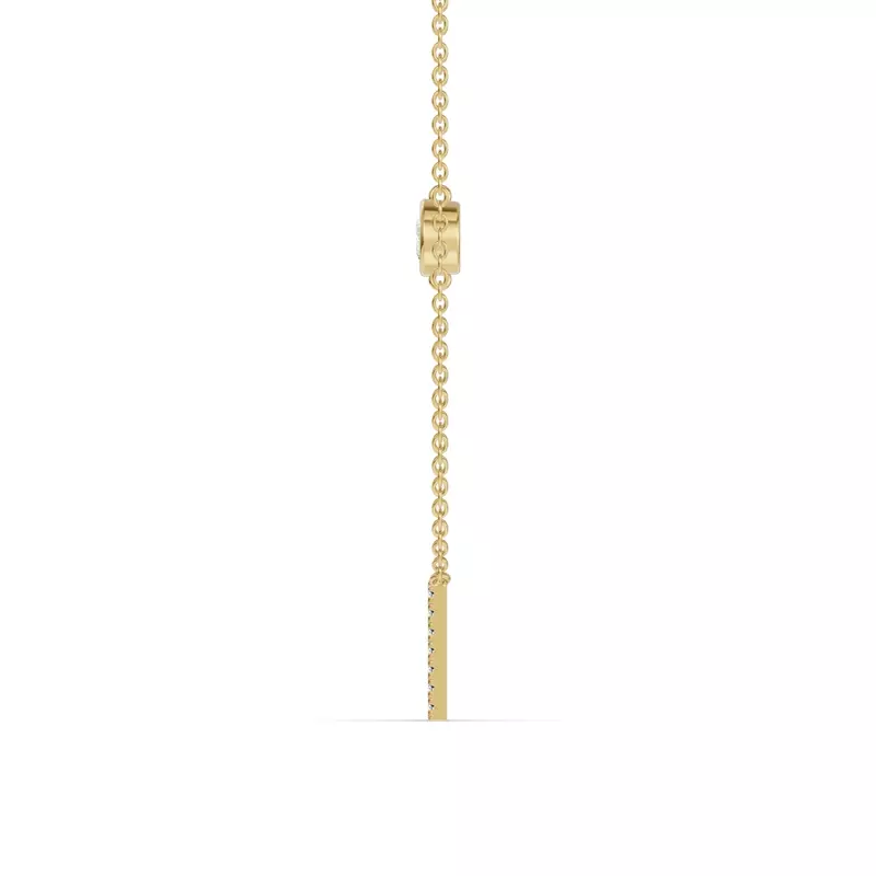 14K Yellow Gold Bezel Diamond Pavé Initial Necklace - W