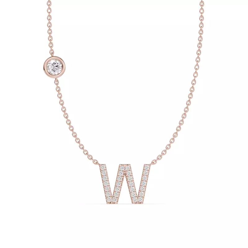Bezel Lab Diamond Pavé Initial Necklace - W